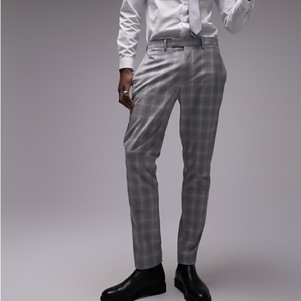 Topshop Gray Plaid Men's Dress Pants